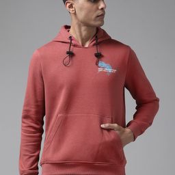 Blackberrys Men Rust Red Typography Printed Hooded Sweatshirt-picture-0