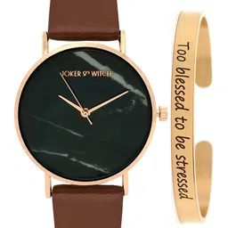 JOKER & WITCH Women Black & Brown Watch & Bracelet Gift Set JWBS374-picture-27