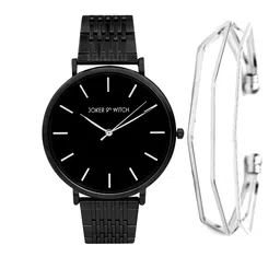 JOKER & WITCH Women Black & Silver-Toned Watch & Bracelet Gift Set JWBS387-picture-32