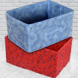 Kuber Industries Set Of 2 Red & Blue Printed Organizer Box with Handle-image-19