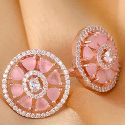Saraf RS Jewellery Pink & Rose Gold-Plated Floral Studs-picture-35