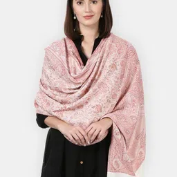 Pashtush Women Pink and Beige Woven Design Shawl-picture-10