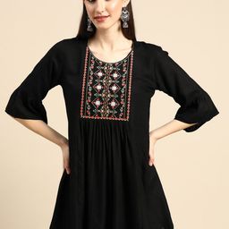 Sangria Black Floral Embroidered Top-picture-40