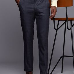 Louis Philippe Men Checked Slim Fit Trousers-picture-16