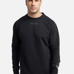 hummel Men Black Solid Cotton Sweatshirt-image-7