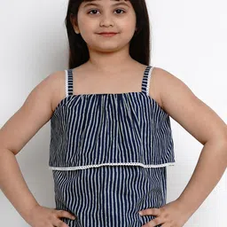 Bitiya by Bhama Girls Navy Blue Striped A-Line Top-picture-22