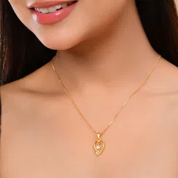 VOJ Gold-Plated Stone Studded Pendants With Chains-picture-33