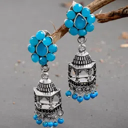 Silvermerc Designs Silver-Plated & Blue Contemporary Drop Earrings-picture-39