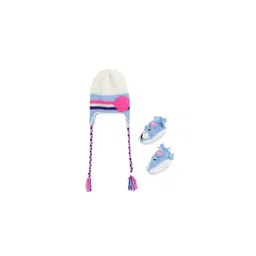 CHUTPUT Kids White & Blue Hand knitted Crochet Beanie & Booties-picture-19