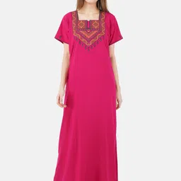 KOI SLEEPWEAR Woman Pink Embroidered Maxi Nightdress-image-51