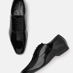 Van Heusen Men Leather Solid Patent Finish Partywear Oxfords-picture-37
