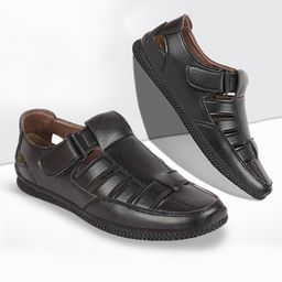 FAUSTO Men Black Shoe-Style Sandals-picture-12