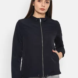 Van Heusen Woman Navy Blue Solid Tailored Jacket-image-21