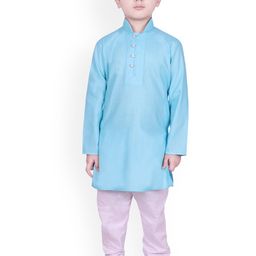 SG YUVRAJ Boys Blue & Lavender Solid Kurta with Pyjamas-picture-0