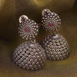 TEEJH Silver-Plated German silver Dome Shaped Jhumkas-picture-42