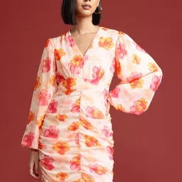 all about you Floral Print Puff Sleeve Sheath Dress-picture-29