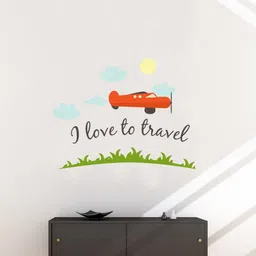 rawpockets Red & Blue I Love To Travel PVC Vinyl Wall Sticker-image-43