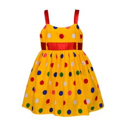 Wish Karo Girls Yellow & Red Polka Dot Print Fit and Flare Dress-picture-7