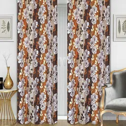 Good Homes by Home Candy Brown & Orange Set of 2 Long Door Curtains-picture-46