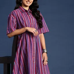 Taavi Nagri Weaves Pure Cotton Shirt Style Ethnic Dresses-picture-38