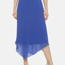 ISU Women Blue Solid A-Line Skirt-image-45