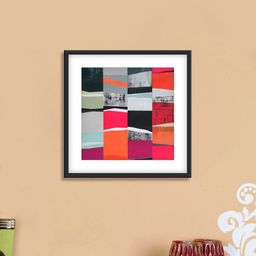 999Store Grey & Orange Abstract Pattern Cotton Canvas Digitally Printed Wall Art-picture-31