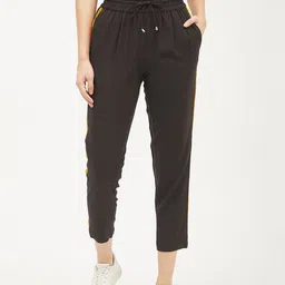 Harpa Women Black Smart Regular Fit Solid Regular Trousers-picture-20