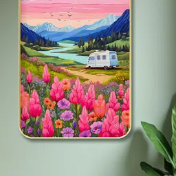 SAF Pink & Purple Floral Printed Wooden Wall Art-image-90