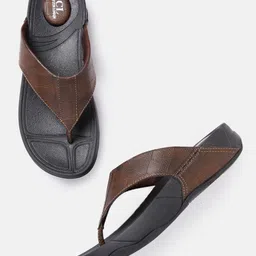 Carlton London Men Coffee Brown Croc Textured Comfort Sandals-picture-29