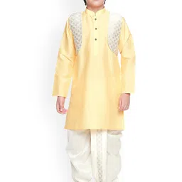 Jeetethnics Boys Yellow & White Self Design Panchakattu-picture-17