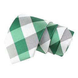 PELUCHE Men Green & White Checked Broad Tie-picture-0