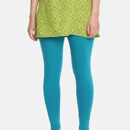 Dollar Missy Women Turquoise Blue Solid Ankle-Length Leggings-picture-30
