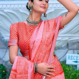 KALINI Bandhani Printed Linen Blend Kota Saree-image-81