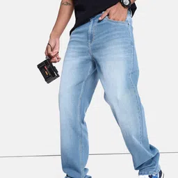 The Roadster Life Co. Men Sky Blue Heavy Fade Stretchable Vintage Straight Jeans-image-10