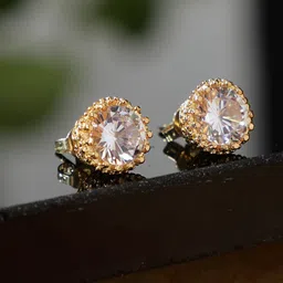 AQUASTREET 18k Gold-Plated Contemporary Cubic Zirconia Studs Earrings-picture-17