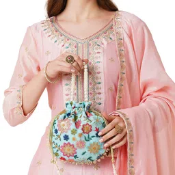Lavie Jiya Floral Embroidered Potli Clutch-picture-32