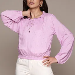 Label Ritu Kumar Purple Tie-Up Neck Top-image-81