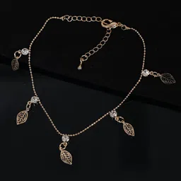 AQUASTREET Gold-Plated White Stone-Studded Tesselled Anklet-picture-16