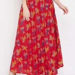 Clora Creation Women Red & Blue Printed Flared Maxi Skirt-picture-10