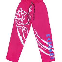 SWEET ANGEL Boys Pink & White Printed Straight-Fit Track Pants-picture-21