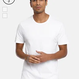 marks & spencer Marks  Spencer Men Pack of 3 Solid Pure Cotton T-shirts-picture-24
