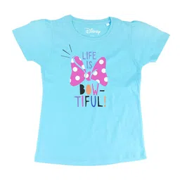 Minnie Girls Blue Printed Round Neck T-shirt-picture-12