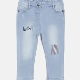 MINI KLUB Girls Blue Regular Fit Mid-Rise Low Distress Stretchable Jeans-picture-11