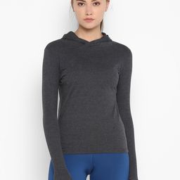 appulse Women Charcoal Grey Solid Hood T-shirt-picture-28