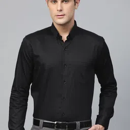 DENNISON Men Black Comfort Regular Fit Solid Formal Shirt-image-39