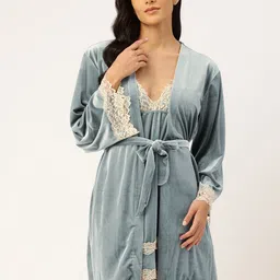 Ms.Lingies Velvet Baby Doll With Robe-picture-21