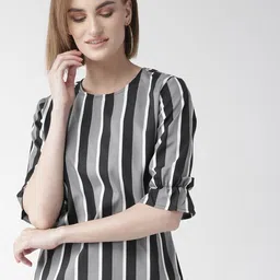 Style Quotient Women Grey & Black Striped Top-image-17