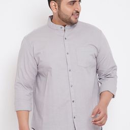 Instafab Plus Men Grey Regular Fit Solid Casual Shirt-picture-26