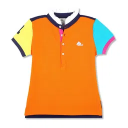 Cherry Crumble Girls Multicoloured Colourblocked Mandarin Collar T-shirt-picture-55