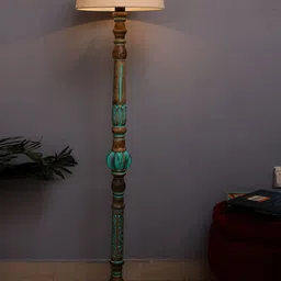 Homesake Off-White & Blue Solid Classic Country Club Lamp with Shade-picture-23